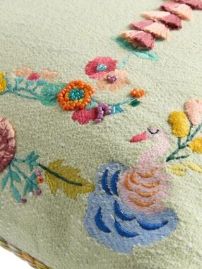 WORLD MARKET Rare NWOT Embroidered Mint Green 12"x20" Pillow Spring Summer 2026